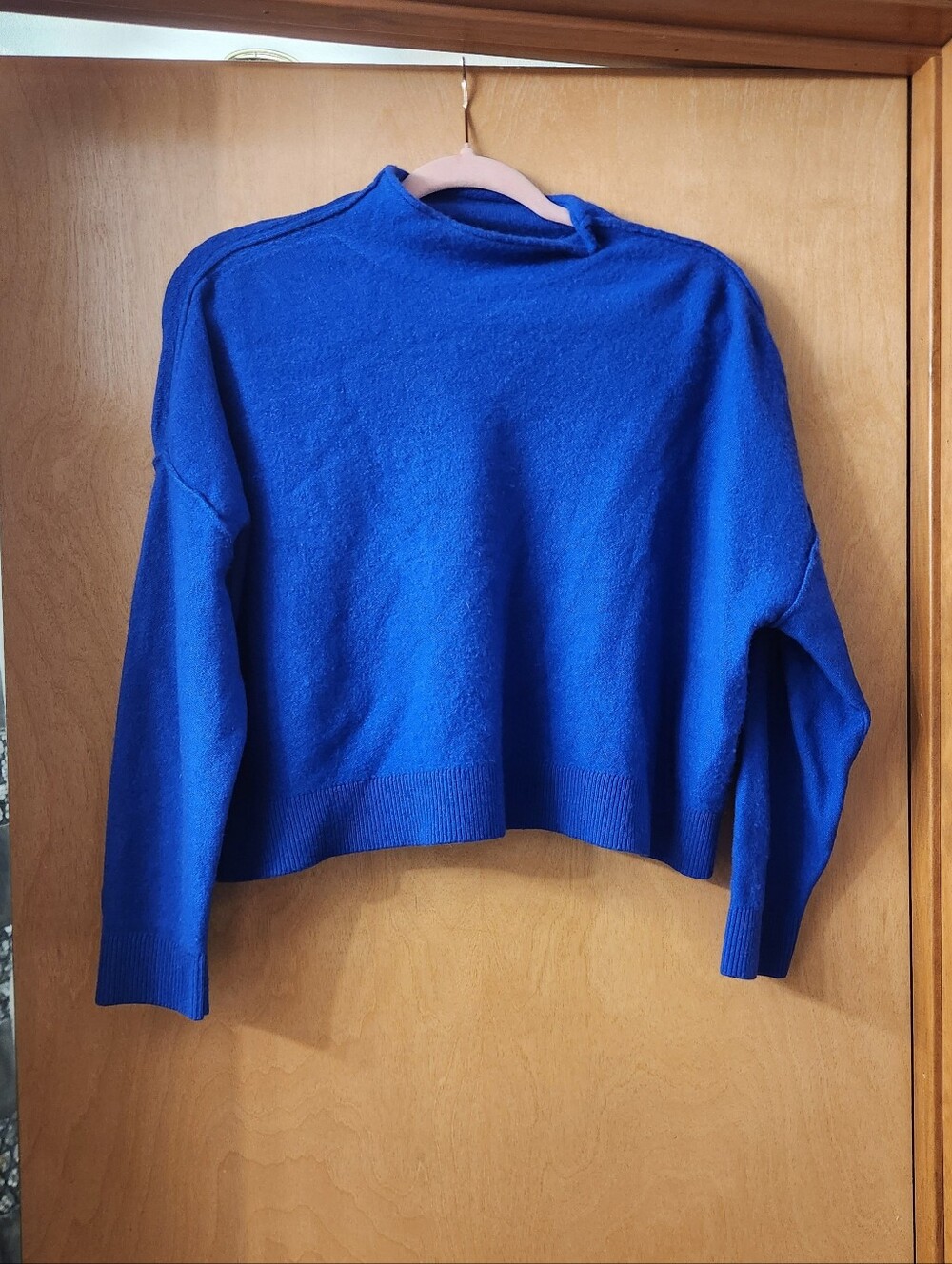 Pilcro Cashmere Women's Mock Neck Cozy Sweater Cobalt Blue Size Small